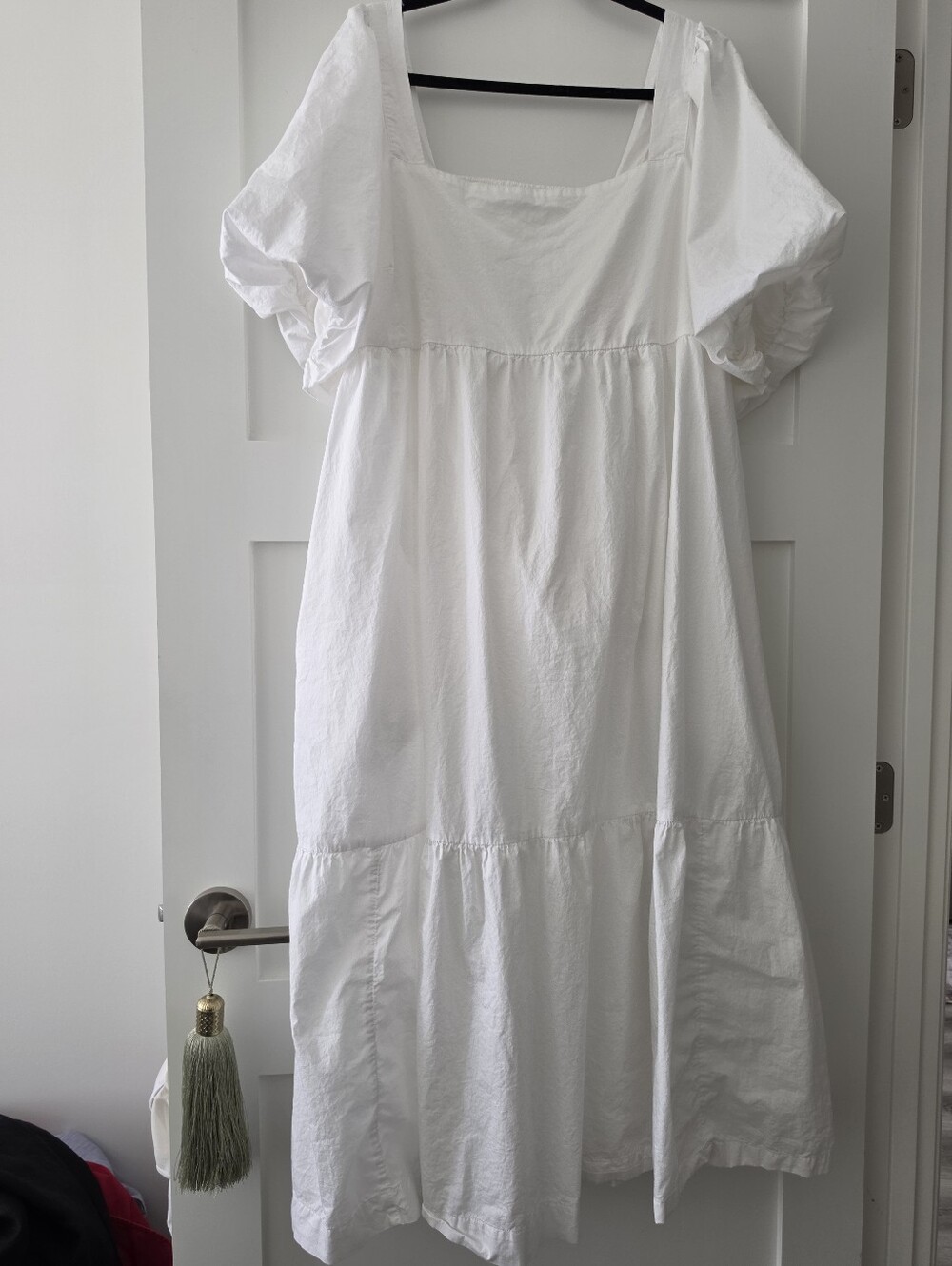 White Puff Sleeve Square Neck Maxi Dress